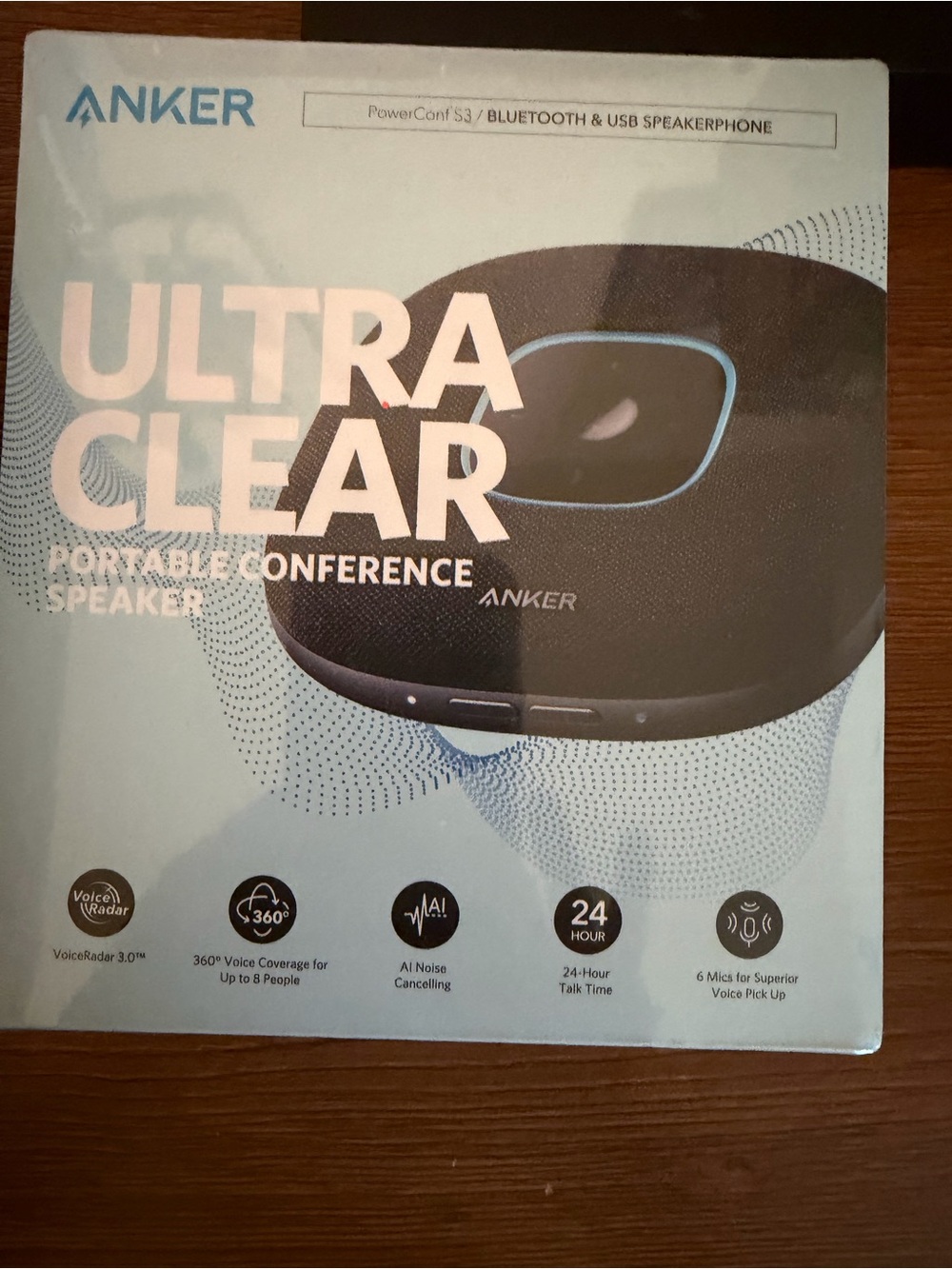 Anker Ultra Clear Portable Conference Speakerphone - Black with Blue Trim